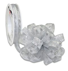 Präsent - Astoria Pull Bow Ribbon Silver 15 mm width, 20 m length