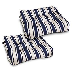 Classic Accessories 62-201-014602-2PK Lot de 2 Coussins carrés résistants à l'eau pour Chaise de Patio – 48,3 x 48,3 x 12,7 cm, Bleu Marine à Rayures Sedona