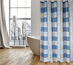 MSV CERAMIC Poliester Zasłona prysznicowa 180x200cm Jakość Premium Niebieski - Pierścienie w zestawie