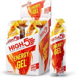 HIGH5 Energy Gels - Quick Release Sports Gels to Power Muscles for Peak Performance - Natural Fruit Juice & Caffeine-Free - On The Go Energy Boost for Running, Cycling and Endurance (Orange, 20 x 40g)