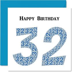 Fun 32nd Birthday Cards for Men - Shapecloud - Happy Birthday Card for Dad Mum Son Daughter Brother Sister Uncle Auntie Cousin, 145mm Greeting Cards, Fun Card