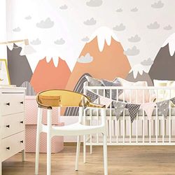 Pegatinas de pared para niños – Decoración de habitación de bebé – Adhesivo de pared escandinavo – Adhesivo de pared gigante de montañas escandinavas – 105 x 195 cm