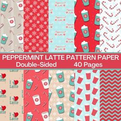 Peppermint Latte Scrapbook Paper 40 Pages 20 Sheets: Double Sided Pattern Paper for Scrapbooking, Card Making, Origami, DIY and More