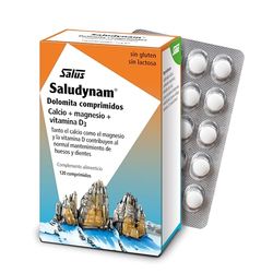 Salus - Saludynam Dolomita Complemento Alimenticio - 120 Comprimidos - Contribuye al Mantenimiento de Huesos y Dientes - Contiene Calcio, Magnesio y Vitamina D3