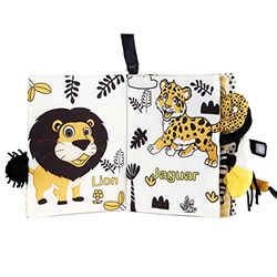 Animal Livre Sensoriel Bebe, Lavable Livre Bebe 3 Mois, Livre Tissu Bébé Jouets éducatifs, Livre Eveil Bebe pour Poussettes, Livre Tissu Bébé Eveil Cadeau pour Les garçons Filles 0-24 Mois