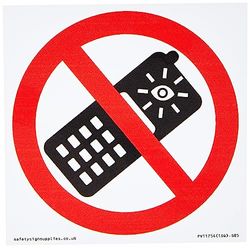 Viking Signs P910 Prohibition: No camera phones Sign - 85x85mm - S85, Red/White