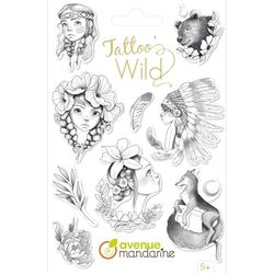 Avenue Mandarine CC070C - TATOO'MANIA - 2 feuilles de Tatoos éphémères à Coller Pour Enfant - 22 Motifs - A partir de 5 ans - Wild