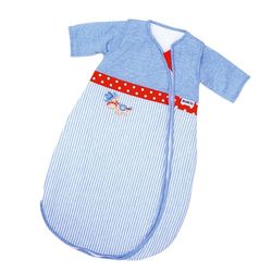 Gesslein 771078 Bubou babyslaapzak met afneembare mouwen: temperatuurregulerende slaapzak voor het hele jaar, babymaat 70 cm, blauw gestreept