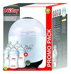Nuby NTVP31 – Vaporisator "One-Touch" na maks. 5 butelek i akcesoriów/zestaw promocyjny: w zestawie 5 silikonowych butelek, 210 ml