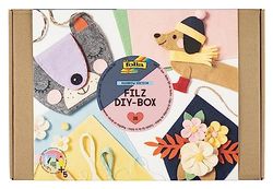 folia 9310 - Feutre DIY-Box Rainbow Edition, Set de Bricolage pour feutrer et Coudre, 36 pièces avec Laine à feutrer, plaques de Feutrine, Fil, Accessoires et Instructions