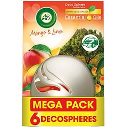 Air Wick Decosphere - Ambientador para casa, baño o coche, aroma Mango Y Lima - Pack De 6 unidades, El embalaje puede variar