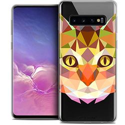 Caseink fodral för Samsung Galaxy S10 (6.1) fodral [kristallgel HD polygon serie djur - mjuk - ultratunn - tryckt i Frankrike] katt