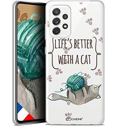 Caseink fodral för Samsung Galaxy A72 4G/5G (6.7) [HD gel tryckt i Frankrike citat kollektion"Life's Better with a Cat - mjuk - ultratunn]