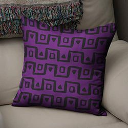 BonaMaison Housse de Coussin Motif, Violet et Noir Taie d'oreiller pour Lit Voiture Canapé Maison Salon Chambre, Décoration D'intérieur, 43x43cm - Conçu et Fabriqué en Turquie
