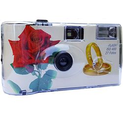 Einwegkamera Hochzeit "Rosen + Ringe" 27 Aufnahmen mit Blitz