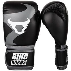 Ringhorns Charger Luvas de boxe, unissexo para adulto, preto/cinzento, 16oz