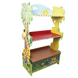 Teamson Kids Houten Boekenkast Voor Kinder - Kinderslaapkamer Accessoires - Zonnige Safari Ontwerp