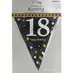 (PKT) Adult Gold 18th Celebration Plastic Pennant Bunting