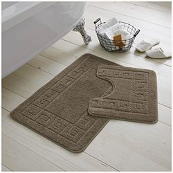 GC GAVENO CAVAILIA Greek 2 Piece Bath Set, 100% Polypropylene, Latte, 75 x 50 x 2 cm