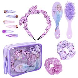 CERDÁ LIFE'S LITTLE MOMENTS Set d'Accessoires de Coiffure 8 pièces Pour Filles La Reine des Neiges 2- Licence Officielle Disney, Girls’ Travel Accessory- Toiletry Kit, Multicolour