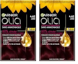 Garnier Coloration Permanente - Sans Ammoniaque - Aux Huiles Naturelles de Fleurs - Carmin Velours (4.62) - Olia (Lot de 2)