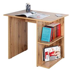 RICOO Bureau avec Rangement 82 x 76 x 60 cm WM089-EW Table Informatique Petit Chêne Marron