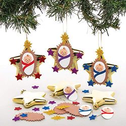 Baker Ross Nativity Star Bauble Kits – Pack of 6, Make Your Own Christmas Bauble Decoration, Christmas Decoration Craft Kit (AT131)