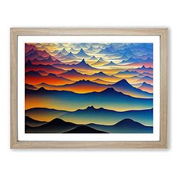 Harmonious Mountain Landscape H1022 Framed Print for Living Room Bedroom Home Office Décor, Wall Art Picture Ready to Hang, Oak A4 Frame (34 x 25 cm)