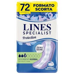 Lines Specialist Protection - Compresas para incontinencia ligera normal, cartón de 72 unidades