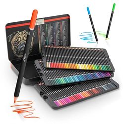VAN NASSAU FINE ART Lot de 120 Crayons de Couleur Professionnels dans Une boîte de présentation en tôle | Crayons en Bois | Mines de Couleur de qualité supérieure | pour Enfants et Adultes