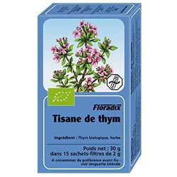 Salus Tisane Floradix Thym AB - Tisane Bio - Digestion - Immunité - Défense des Voies Respiratoires - 15 sachets