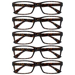 The Reading Glasses Company Brown Tortoiseshell Value 5 Pack Mens Womens Designer Style Readers RRRRR92-2 +1.00