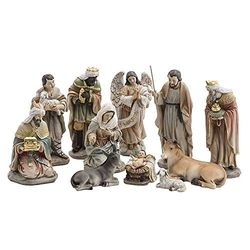 Belén Clásico con Reyes y Ángel de 11 Piezas de Resina de 15cm