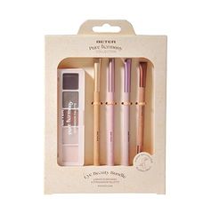 Beter - Set de Brochas de Maquillaje para Ojos y Paleta de Sombras con 4 Tonos + Iluminador, Pure Harmony, 4 Brochas de Ojos y Cejas, Pelo Sintético y Fibras de Bambú, Perfecto para regalo, Navidad