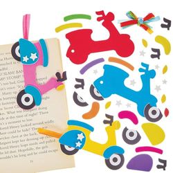 Baker Ross FN077 Bromfiets Mix & Match Bladwijzer Sets - Set van 8, Wereld Boeken Dag Sets, Bladwijzers maken voor kinderen