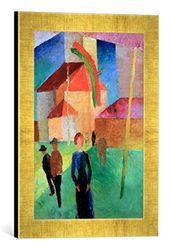 kunst für alle 'Immagine incorniciata di August Macke Chiesa beflaggte, Stampata, 30 x 40 cm, nel Quadro Immagini Fatti a Mano di Alta qualità Oro Raya