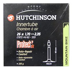 HUTCHINSON - Camera d'aria - MTB - Protect'Air - Autoriparante - Liquido antiforatura integrato - Valvola Presta - Spessore 0,9 mm - 48 MM - 26 x 1,70-2,35