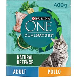 PURINA ONE Dualnature Crocchette Gatto Adult Ricco in Pollo e con Spirulina Naturale - 8 Pezzi