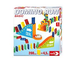 noris 606065646 – Domino Run Basic – Lot de 200 Pierres et Une Rampe pour Un Parcours Impressionnant, à partir de 3 Ans, Multicolore