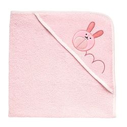 Chicco ręcznik z czapką, miękka gąbka z haftem delikatny królik, szlachetne materiały, 100% czysta bawełna, 0 miesięcy+, różowy