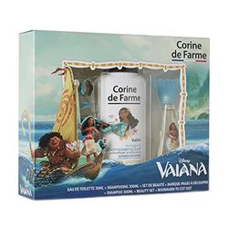 Corine de Farme - Coffret Cadeau Vaiana Disney - Eau de Toilette 30ml + Shampooing 300ml + Set Barrettes & Bracelet - Fabriqué en France