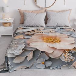 PETTI ARTIGIANI ITALIANI - Colcha Cama 220x250 cm Microfibra, Primavera Verano, Colchas Bouti Modernas, Edredón Cubrecama Ligero Doble, Individual y Media, Floral 05-20, 100% Made in Italy