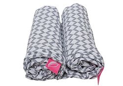 Motherhood Swaddle & Burp Blanket - Set di 2 panni in mussola di cotone 100 x 120 cm, 100% cotone naturale, Öko-Tex Standard 100, grigio con rombi