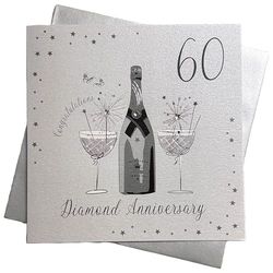 WHITE COTTON CARDS Grande Carte d'anniversaire de Mariage Faite à la Main pour 60e Anniversaire de Mariage