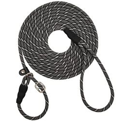 SEPXUFORE Laisse Longue réfléchissante Anti-étouffement pour Chiens de Taille Moyenne et Petite (9,1 m, Noir et Gris)