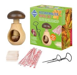 Pebaro setkast4 Soporte para castañas en forma de seta, juego de manualidades, 2 brocas de castaño/broca de uñas en 2 mm y 3 mm, fácil de perforar agujeros en castañas, manualidades con niños,