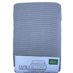 Family Bedding Grijze Cellulaire Deken King Size | Volwassen Cellulaire Deken Katoen | Grote Bed Throw Omkeerbaar Lichtgewicht |Thermische Zachte Traditionele Cellulaire Deken (230 x 260cm)
