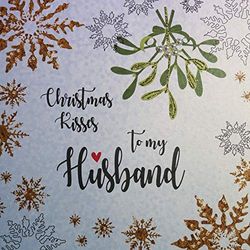 White Cotton Cards XF2-H Large "Christmas Kisses to My Husband" Handmade Christmas Card