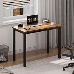 SogesHome Bureau d'ordinateur Table pour Ordinateur PC avec Cadre en Métal Postes de Travail Informatiques Table Compacte pour Bureau à Domicile 80 x 40x 75 cm Rétro et Noir
