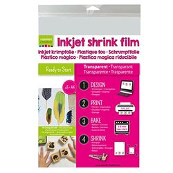 Vaessen Creative Plástico mágico para impressão, transparente, 5 folhas, tamanho 21 x 30 cm, impressão diretamente desenhos personalizados para projetos divertidos de arte e artesanato